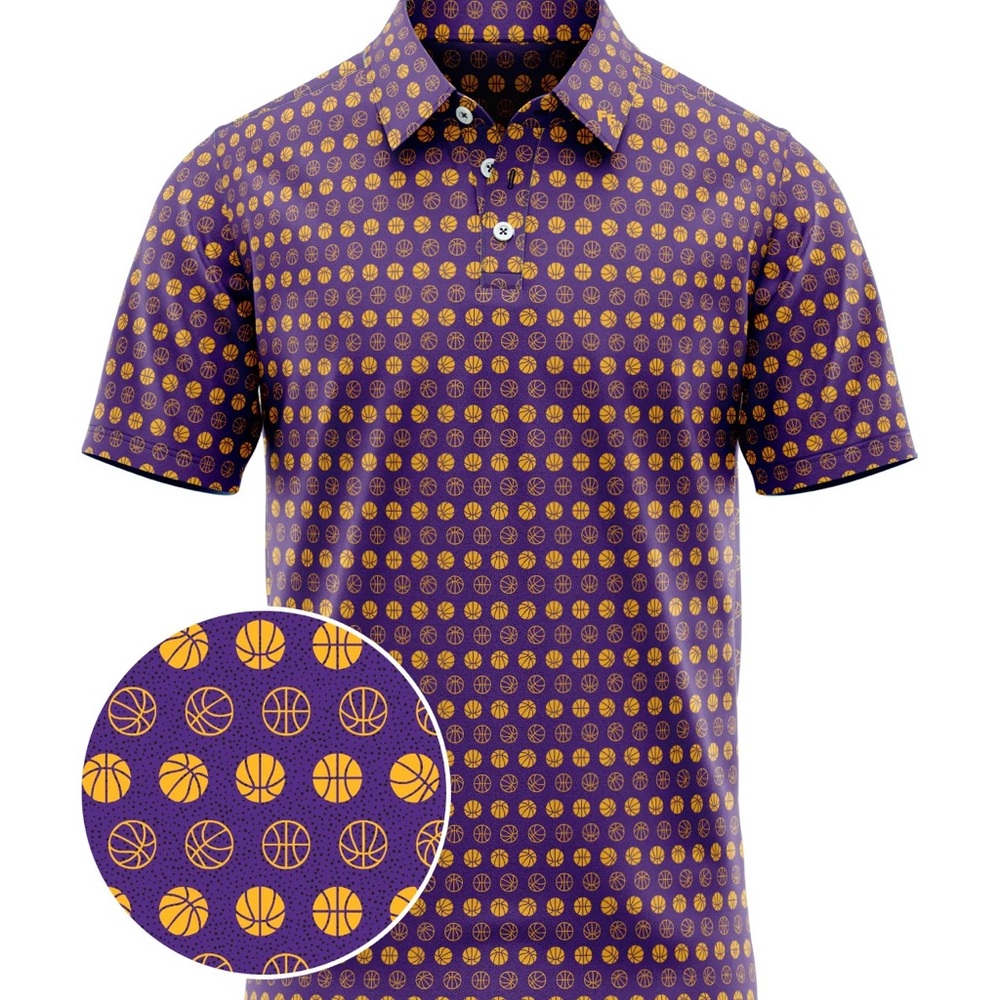 Fore Fathers Polo - Purple & Gold basketball